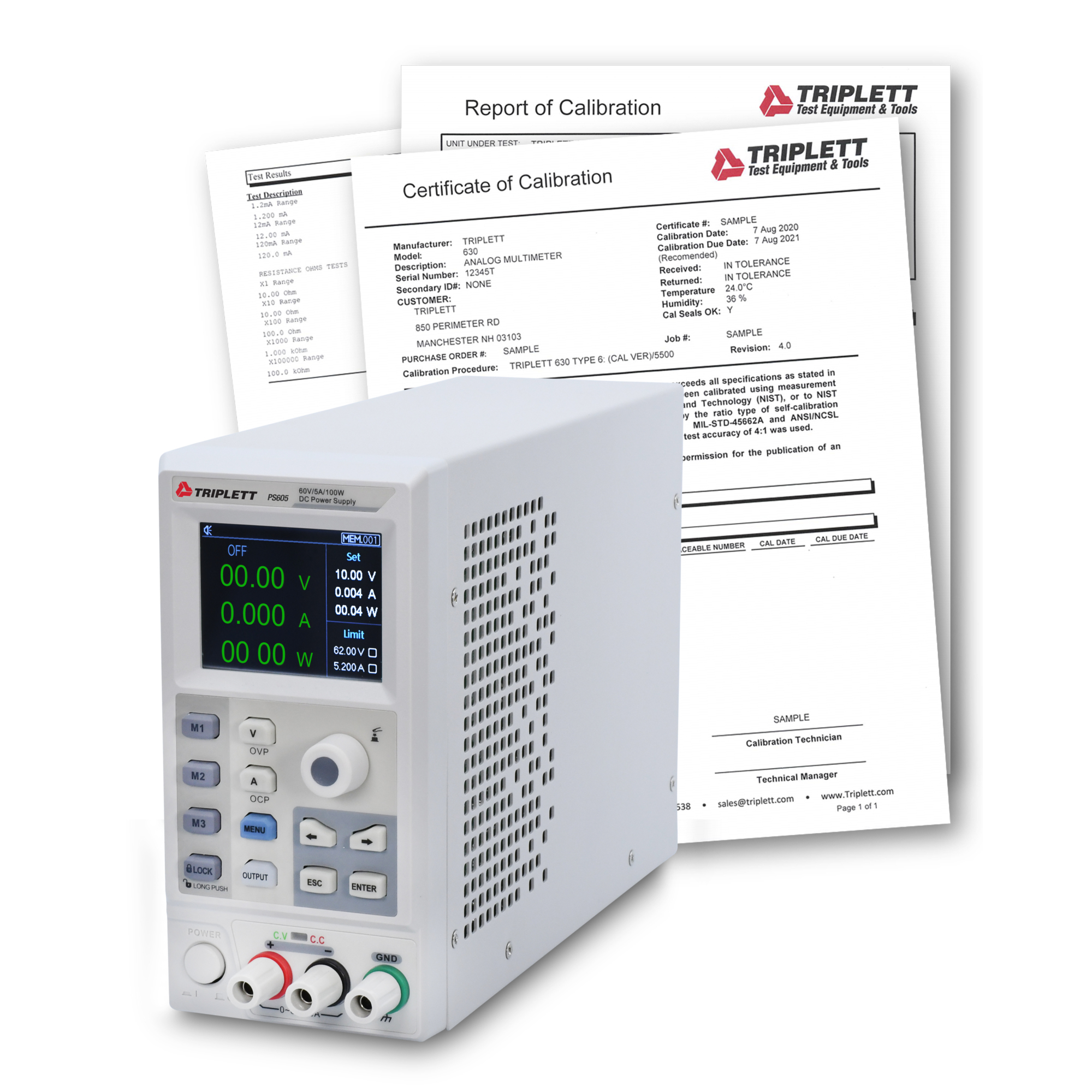 Triplett PS605-NIST PS605 DC Power Supply with Certificate of Traceability to N.I.S.T.